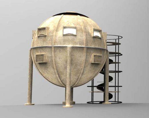 Ekinoid housing model render of ekinoid spherical housing model